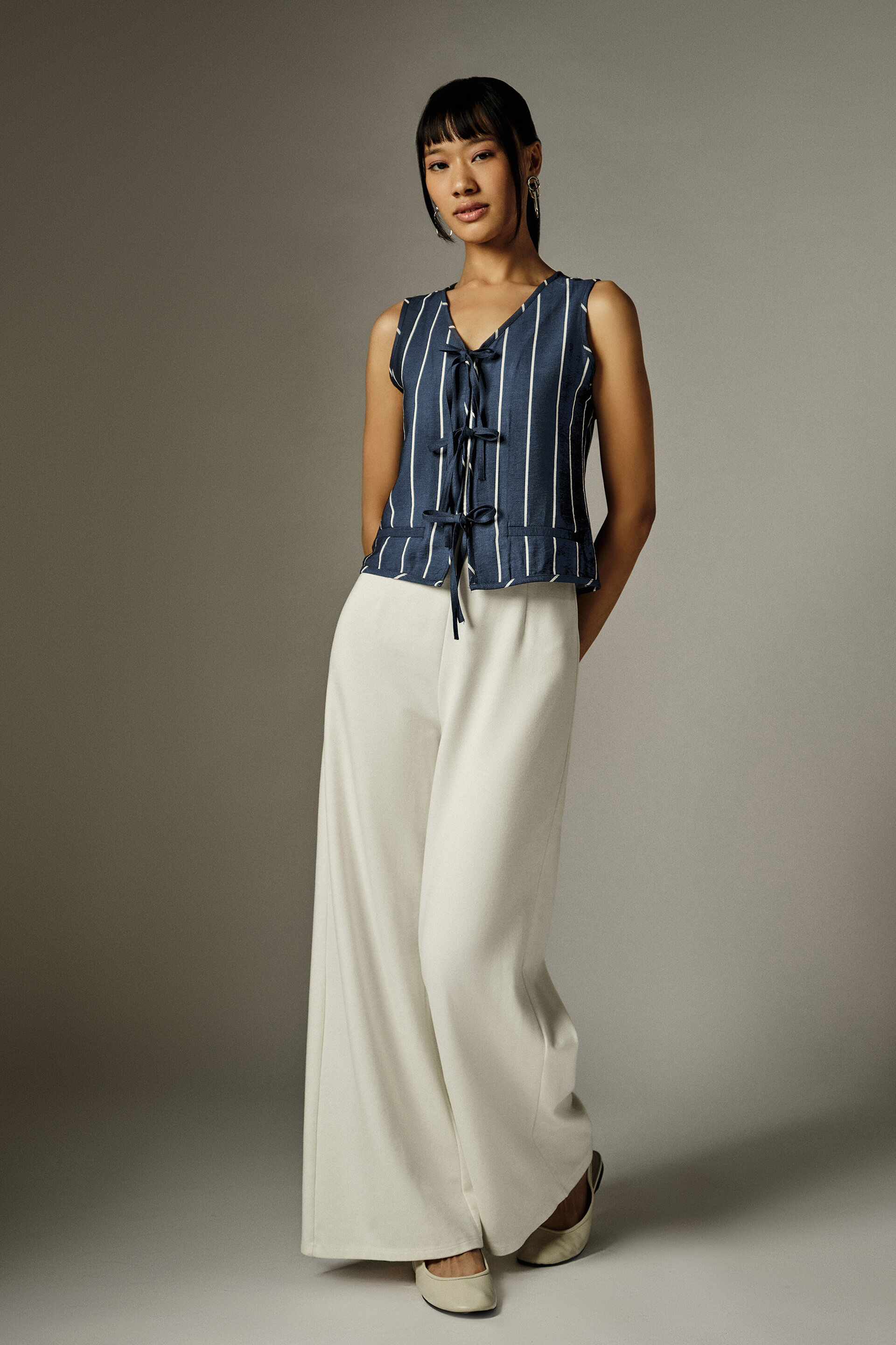 Rona Navy Striped Top, Navy Blue, image 5